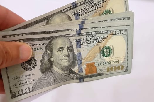 US Dollar Banknotes.A close-up view of various US dollar banknotes. Finance and economy concept.