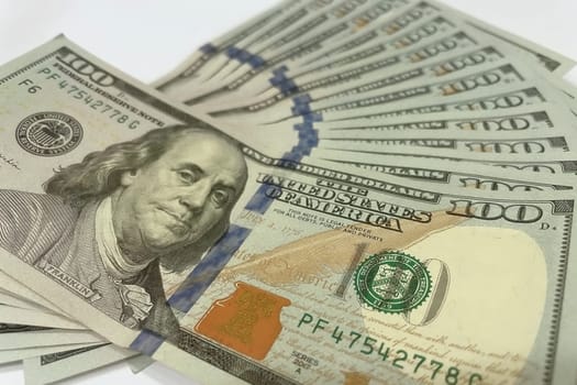 US Dollar Banknotes.A close-up view of various US dollar banknotes. Finance and economy concept.