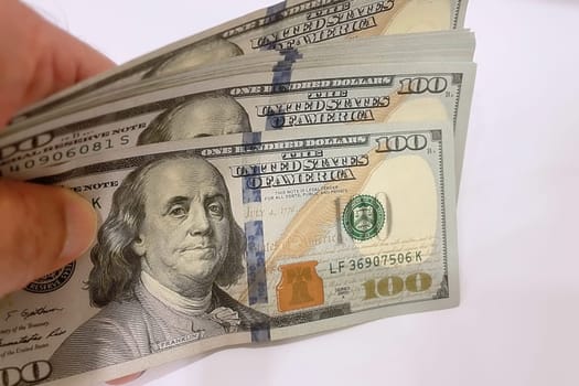 US Dollar Banknotes.A close-up view of various US dollar banknotes. Finance and economy concept.