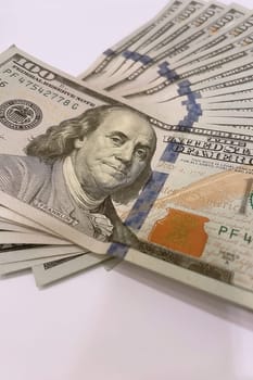 US Dollar Banknotes.A close-up view of various US dollar banknotes. Finance and economy concept.