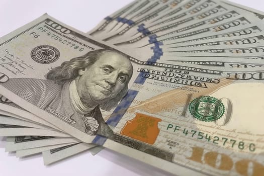 US Dollar Banknotes.A close-up view of various US dollar banknotes. Finance and economy concept.