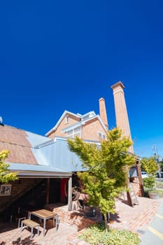 BEECHWORTH, AUSTRALIA - JANUARY 1 2025: Billson's Brewery in historic Beechworth town centre on a warm summer's day in Victoria, Australia on January 1st, 2025