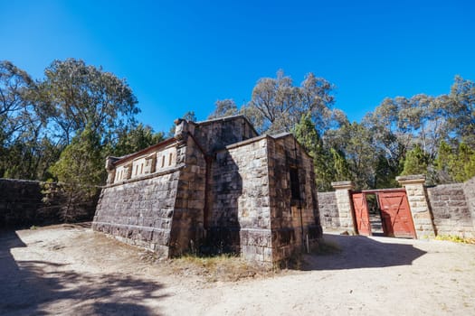 BEECHWORTH, AUSTRALIA - JANUARY 1 2025: Historic Beechworth Powder Magazine on a warm summer's day in Victoria, Australia on January 1st, 2025