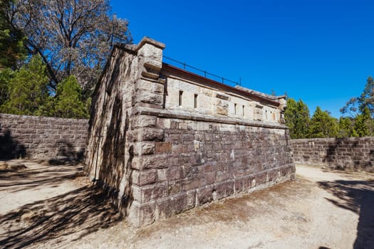 BEECHWORTH, AUSTRALIA - JANUARY 1 2025: Historic Beechworth Powder Magazine on a warm summer's day in Victoria, Australia on January 1st, 2025