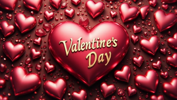 Beautiful background with red hearts for Valentine's Day