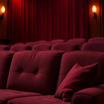 burgundy sofas and curtains furniture evening comfort. High quality photo