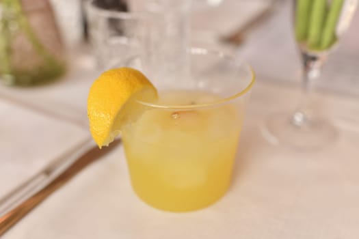 The italian limoncello or lemon liquor
