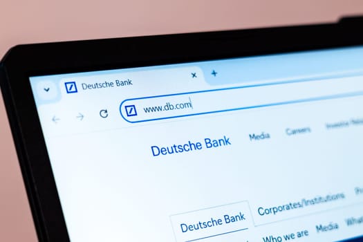 New York, USA - January 01, 2025: Deutsche Bank website displayed on computer screen showcasing banking, financial services, and investment solutions