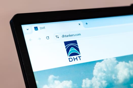 New York, USA - January 01, 2025: DHT Holdings website homepage showcasing shipping and transportation services for crude oil tankers