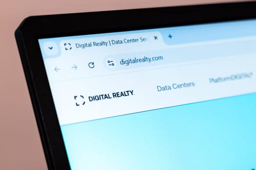 New York, USA - January 01, 2025: Digital Realty website displayed on computer screen showcasing data center services and cloud infrastructure solutions