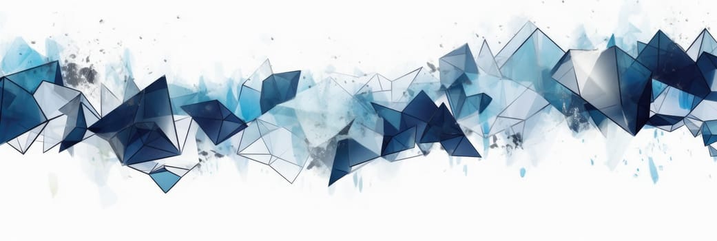 Abstract watercolor artwork mixed with buzzy geometric shapes for background of social media banner generative AI image