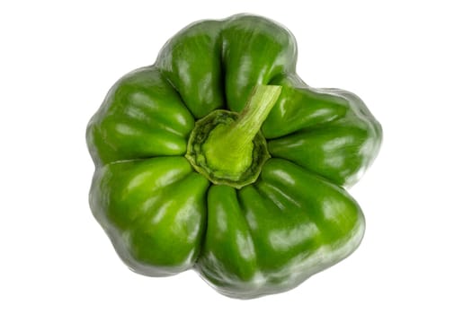 Set of fresh whole and sliced sweet greenpepper isolated on white background.