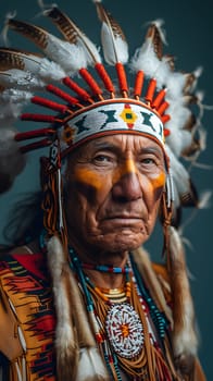 At the event, a man representing a tribal chief adorned with feathers on his headgear showcased tribal tradition with ornate jewellery on his cheek, chin, and temple