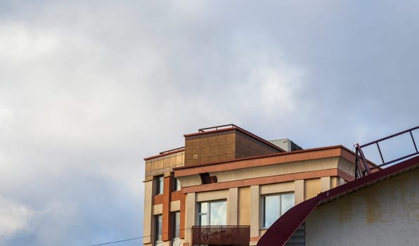 Shot of the facade of an old building after rain