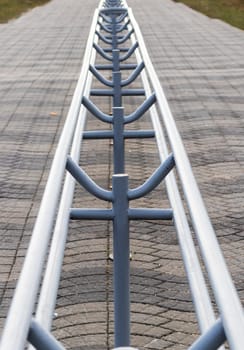 Close up shot of the metal railing outdoor