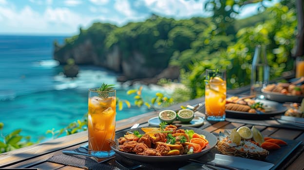 Indulge in delicious dishes and refreshing drinks while enjoying a stunning coastal backdrop that captivates