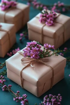 A gift box Decorated with wildflowers. Suitable for postcards, invitations, greeting cards.
