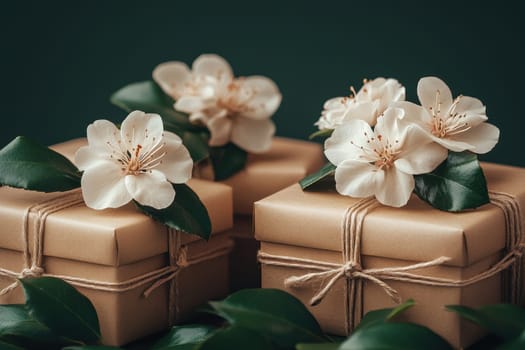 A gift box Decorated with wildflowers. Suitable for postcards, invitations, greeting cards.
