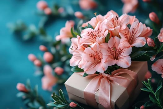 A gift box Decorated with wildflowers. Suitable for postcards, invitations, greeting cards.