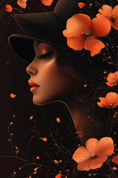 abstract poster depicting a woman's face in flowers . International Women's Day. Illustration.