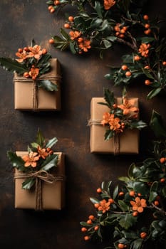 A gift box Decorated with wildflowers. Suitable for postcards, invitations, greeting cards.