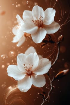 Background of white wildflowers and plants. Background with flowers.