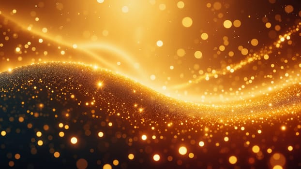 A gold and black background with a lot of sparkles. The sparkles are scattered all over the background, creating a sense of movement and energy