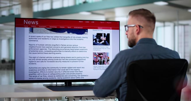 Watching Online News Article On Mobile Phone And Laptop. Electronic Newspaper