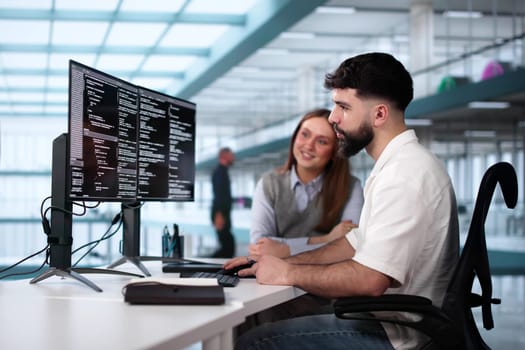 Software Engineer Developer Using Desktop Computer. Coding On PC
