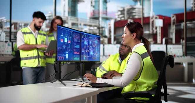 Oil And Gas Industry. Engineering Using Computers At Refinery
