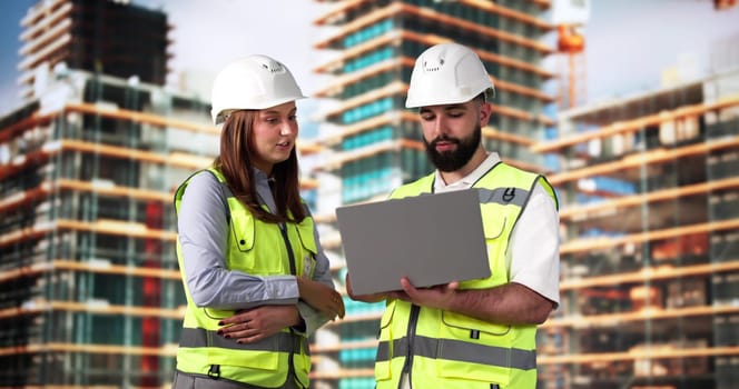 OSHA Inspection Worker At Construction Site. Building Safety