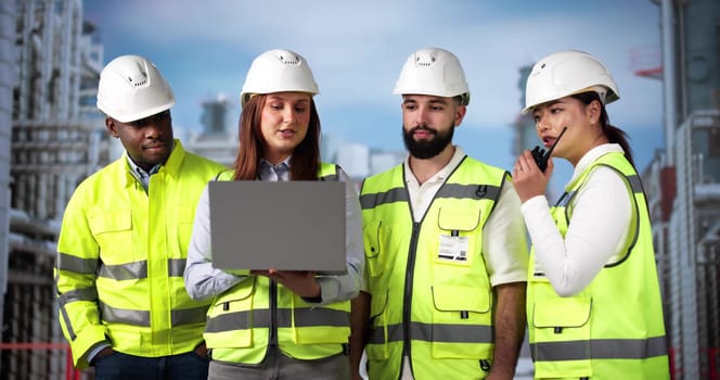 Engineer Team Doing Osha Safety Inspection At Oil Refinery Plant