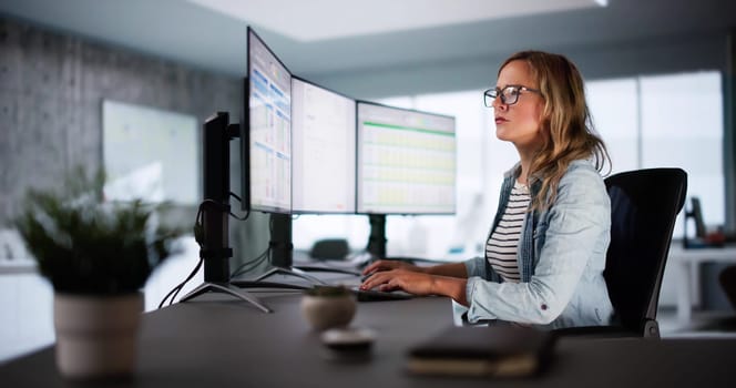 Accountant Using E Invoice Software At Computer In Office