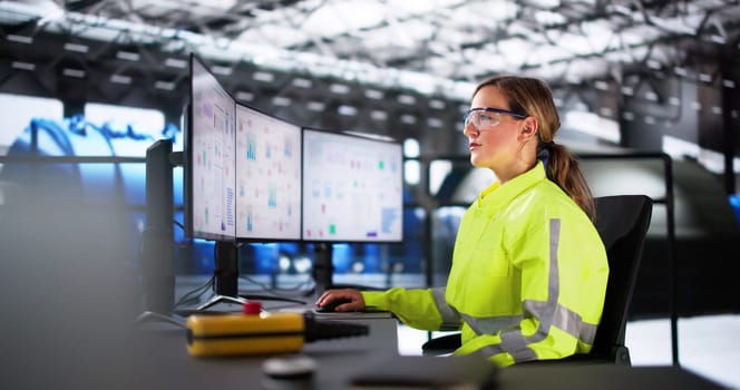 Woman Working In Power Plant Electricity Generation