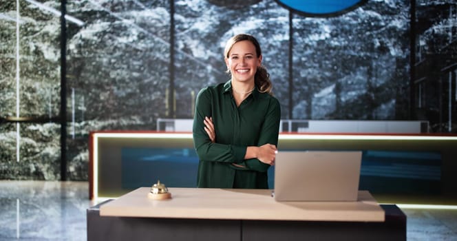 Hotel Receptionist Or Concierge Staff At Reception Desk