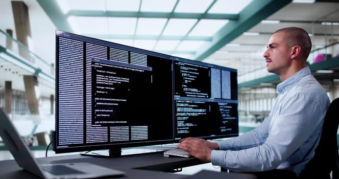 Web Developer Coding On Computer