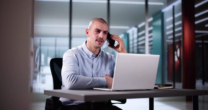 Businessman Utilizing Smartphone To Check Online House Listing Contact