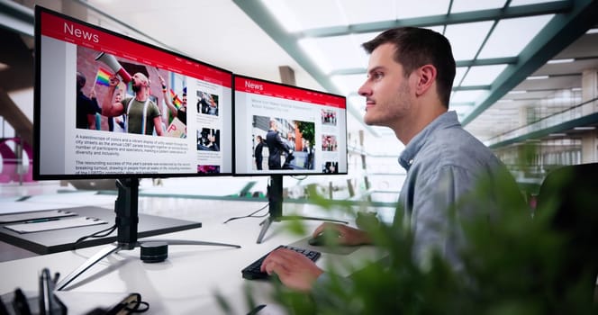 Watching Online News Article On Multiple Computer Screens