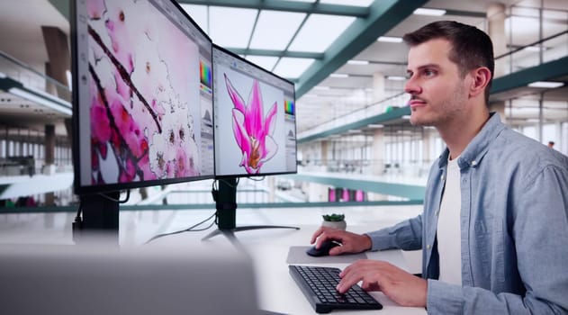 Website Graphic Designer Working In Office