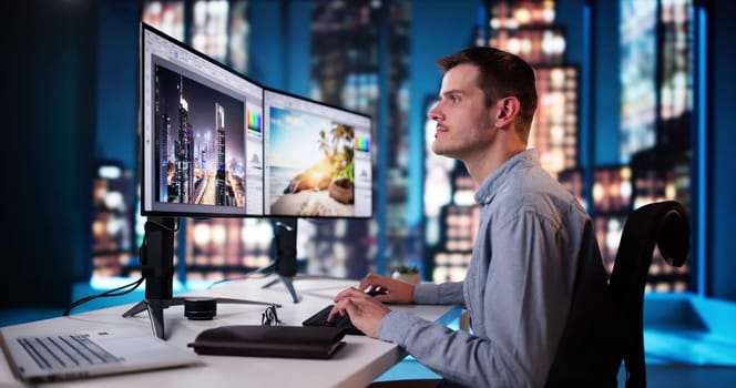 Graphic Designer Working On Computer Editing
