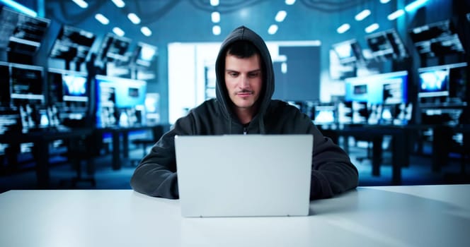 Cyber Security Risk. Thief Man Hacking