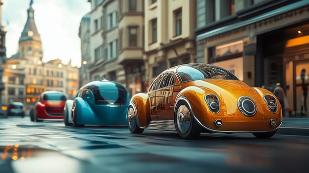 Luxuries Car on Road in the city, Wallpaper.