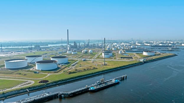Aerial from the harbor in Rotterdam the Netherlands