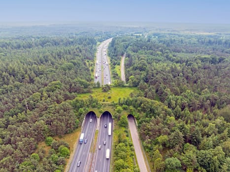 Aerial from ecoduct De Woeste Hoeve in the Netherlands