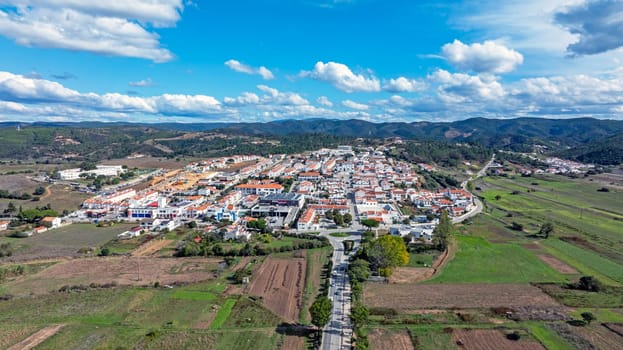 Aerial from the historical town Aljezur in Portugal