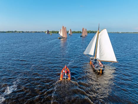 Aerial from skutsjessilen on the Heegermeer in the Netherlands