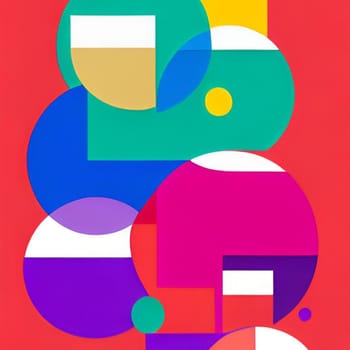 art abstract background geometry figures red green blue round. High quality illustration