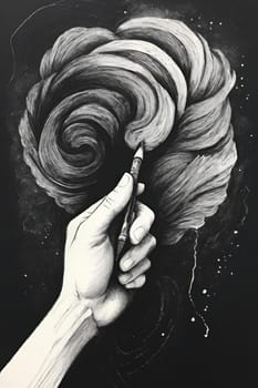 black and white drawing hand pencil sketch. High quality illustration