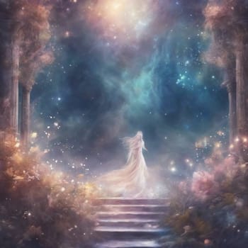 fairy tale fairy forest trees. High quality illustration