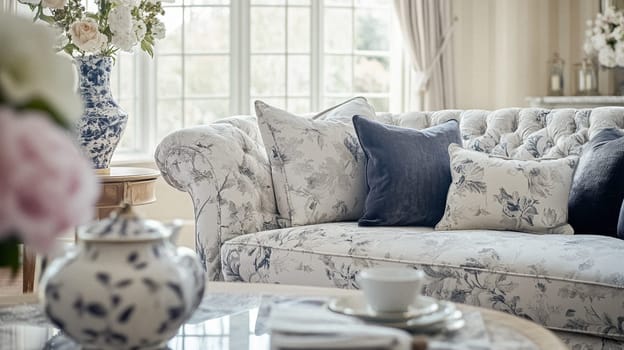 Winter interior design and decoration, elegant country cottage style room, soft neutral tones and cosy atmosphere in an English countryside manor home interior idea